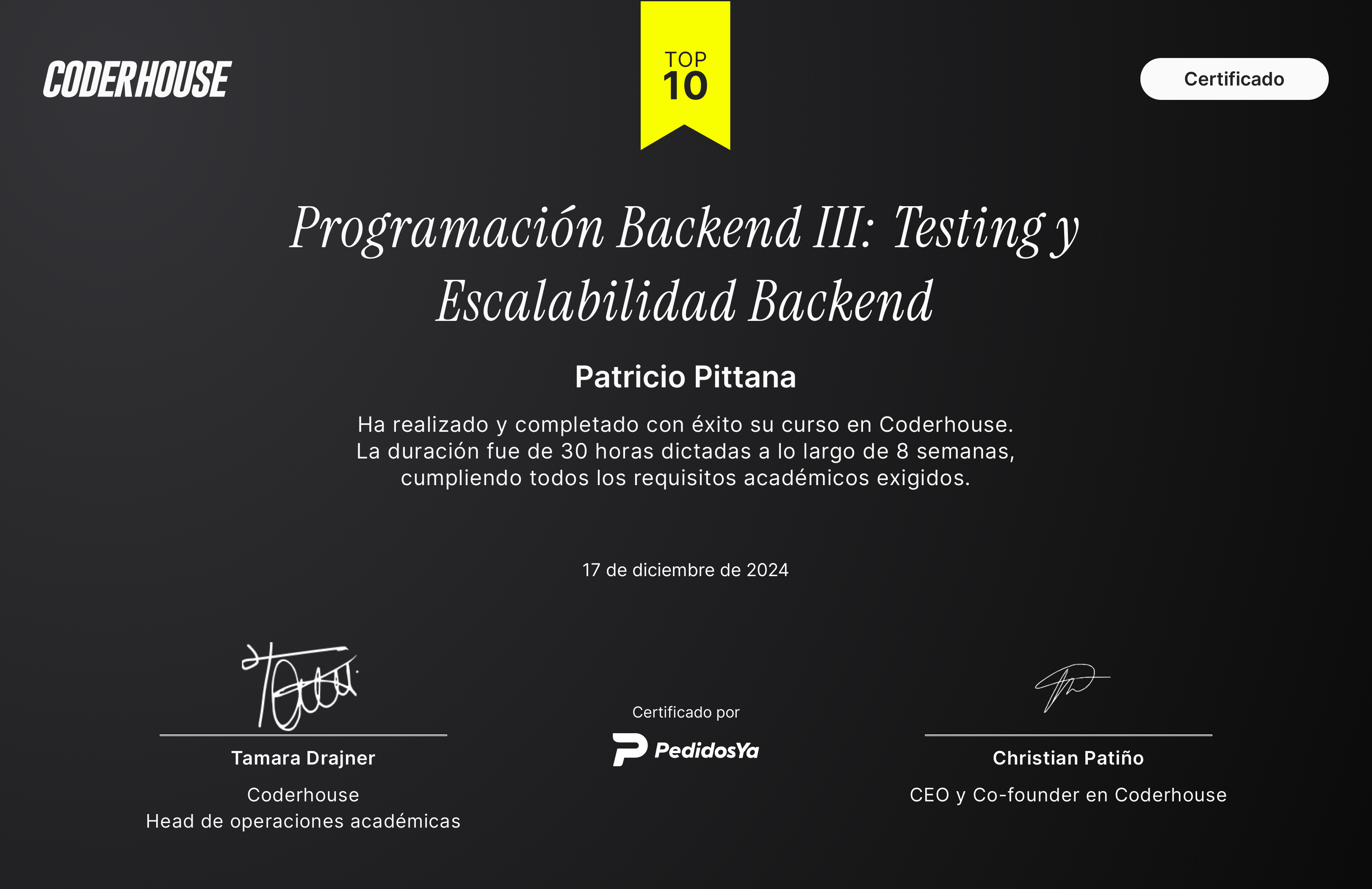 Certificación Backend Developer